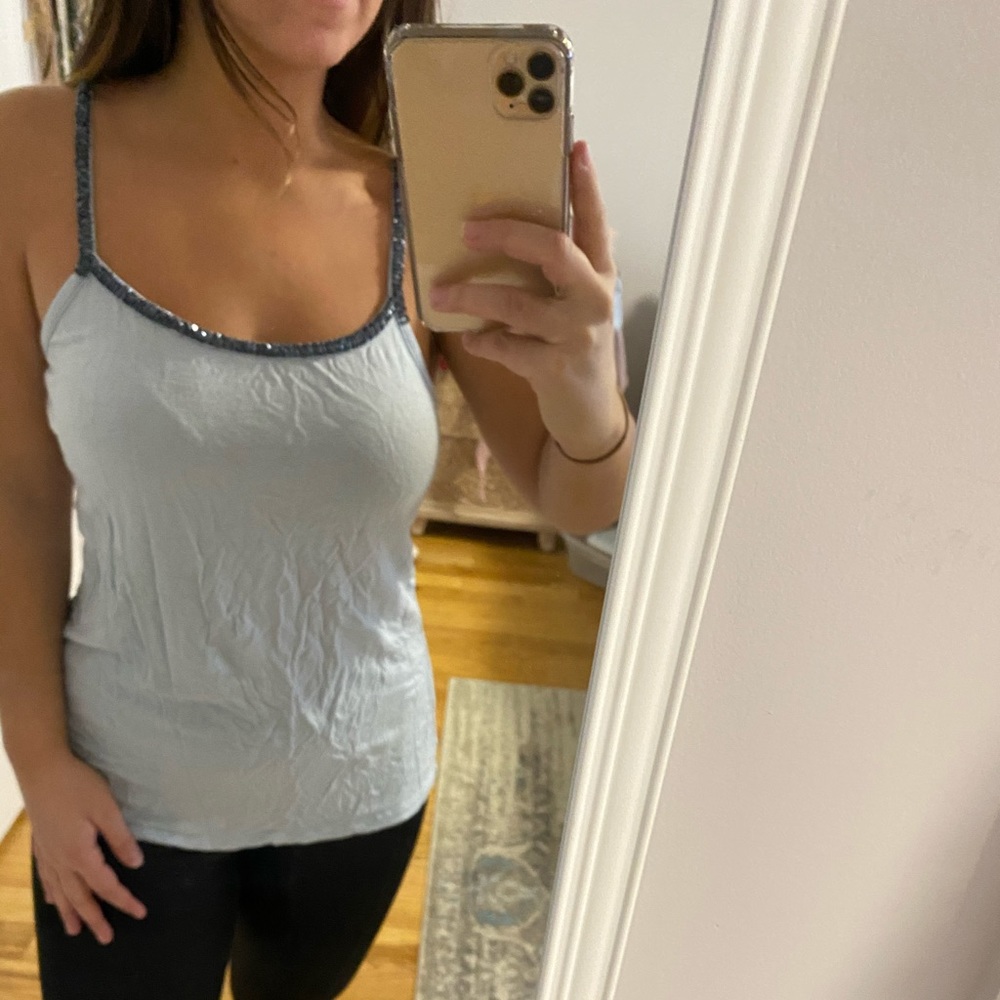Baby blue bead-strapped super soft cami!